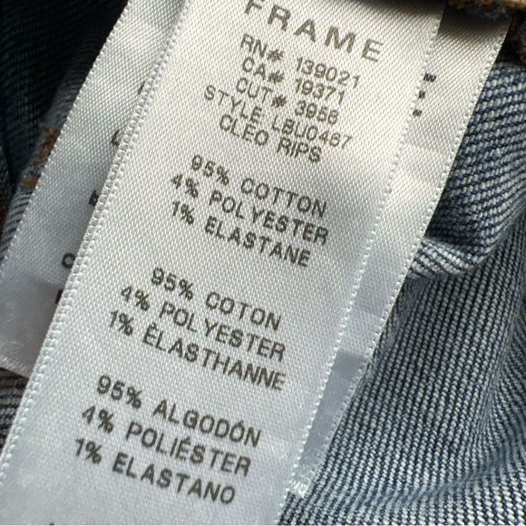 Frame Le Beau Ankle Straight Leg Boyfriend Jeans Womens 23 Cleo Rips Wash - Picture 15 of 16